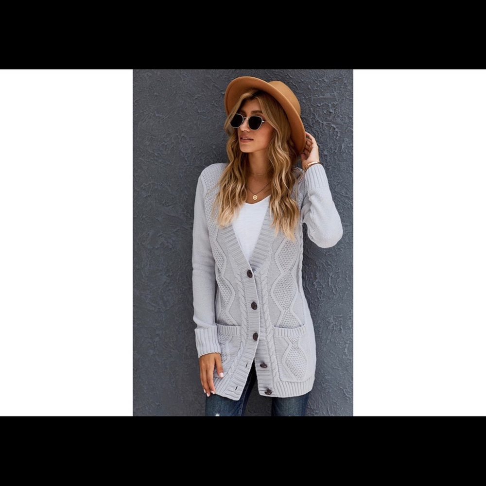 New Cable Knit Cardigan Sz S-Xl - Picture 2 of 4